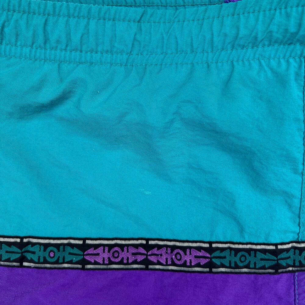 Vintage Fast Breakers Blue Purple Tribal Swim Suit Trunks Board Shorts Surf S M - Picture 6 of 10